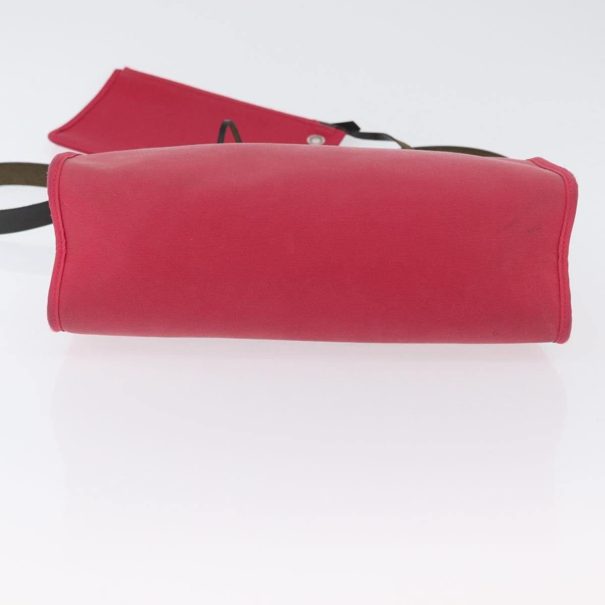 HERMES Herbag Zip Hand Bag Canvas Pink Silver Auth ep13396