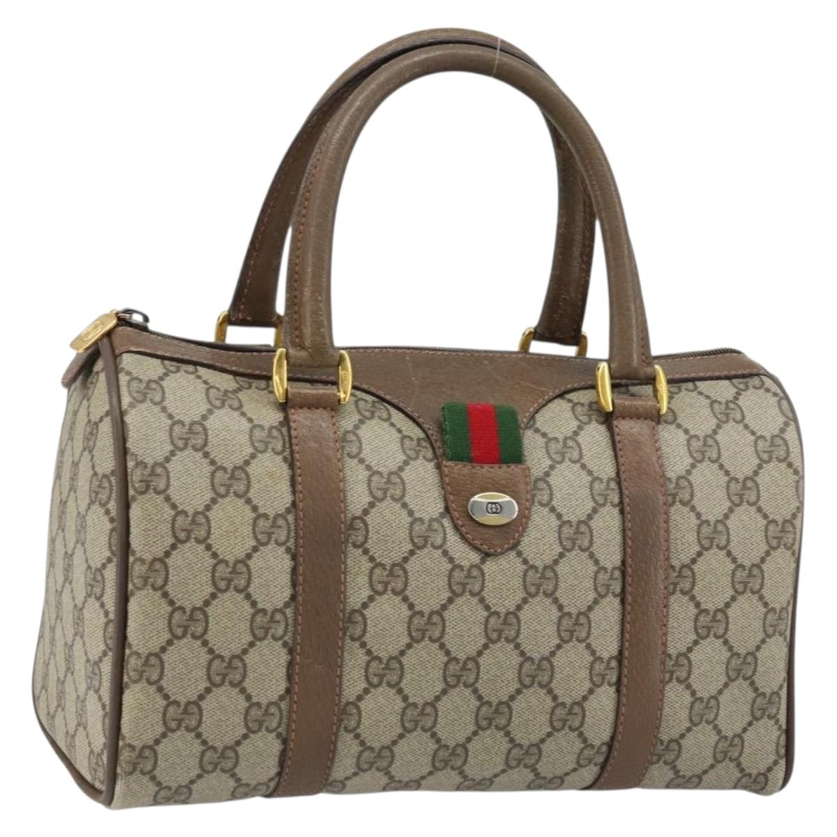 GUCCI GG Supreme Web Sherry Line Bag PVC Beige Gold 39 02 006 Auth ep13397
