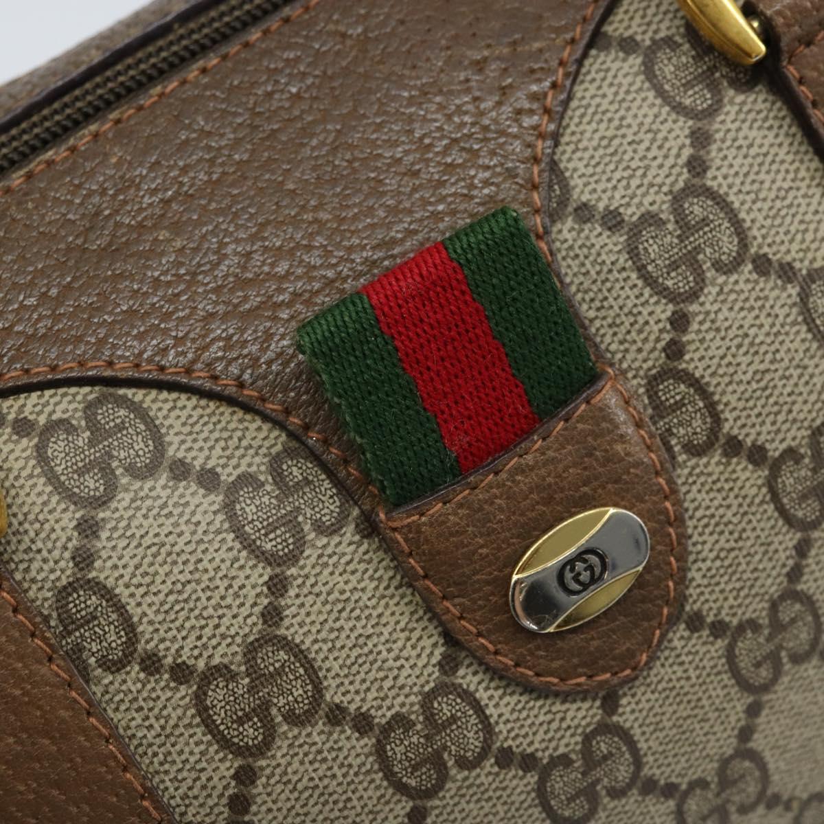 GUCCI GG Supreme Web Sherry Line Bag PVC Beige Gold 39 02 006 Auth ep13397