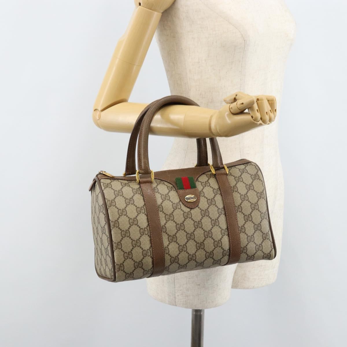 GUCCI GG Supreme Web Sherry Line Bag PVC Beige Gold 39 02 006 Auth ep13397
