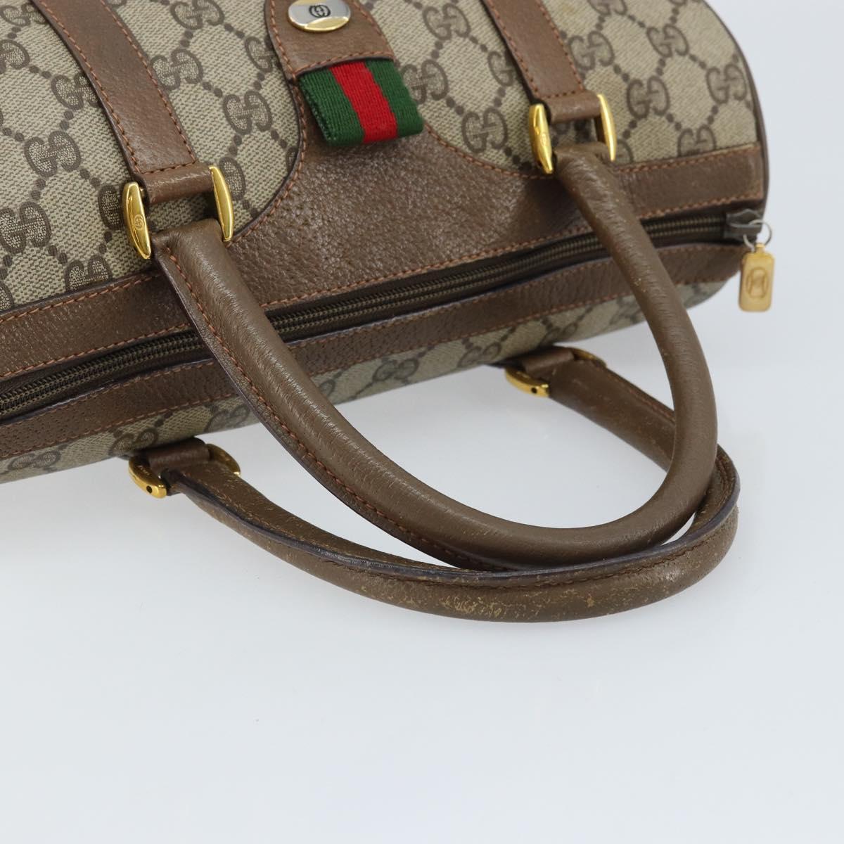 GUCCI GG Supreme Web Sherry Line Bag PVC Beige Gold 39 02 006 Auth ep13397