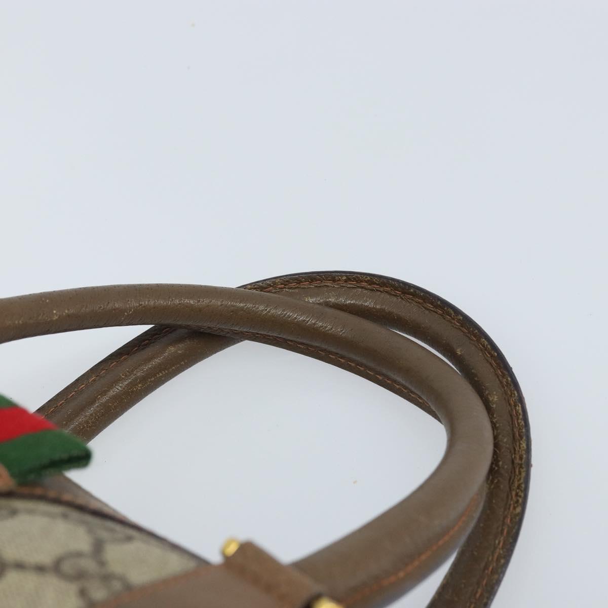 GUCCI GG Supreme Web Sherry Line Bag PVC Beige Gold 39 02 006 Auth ep13397