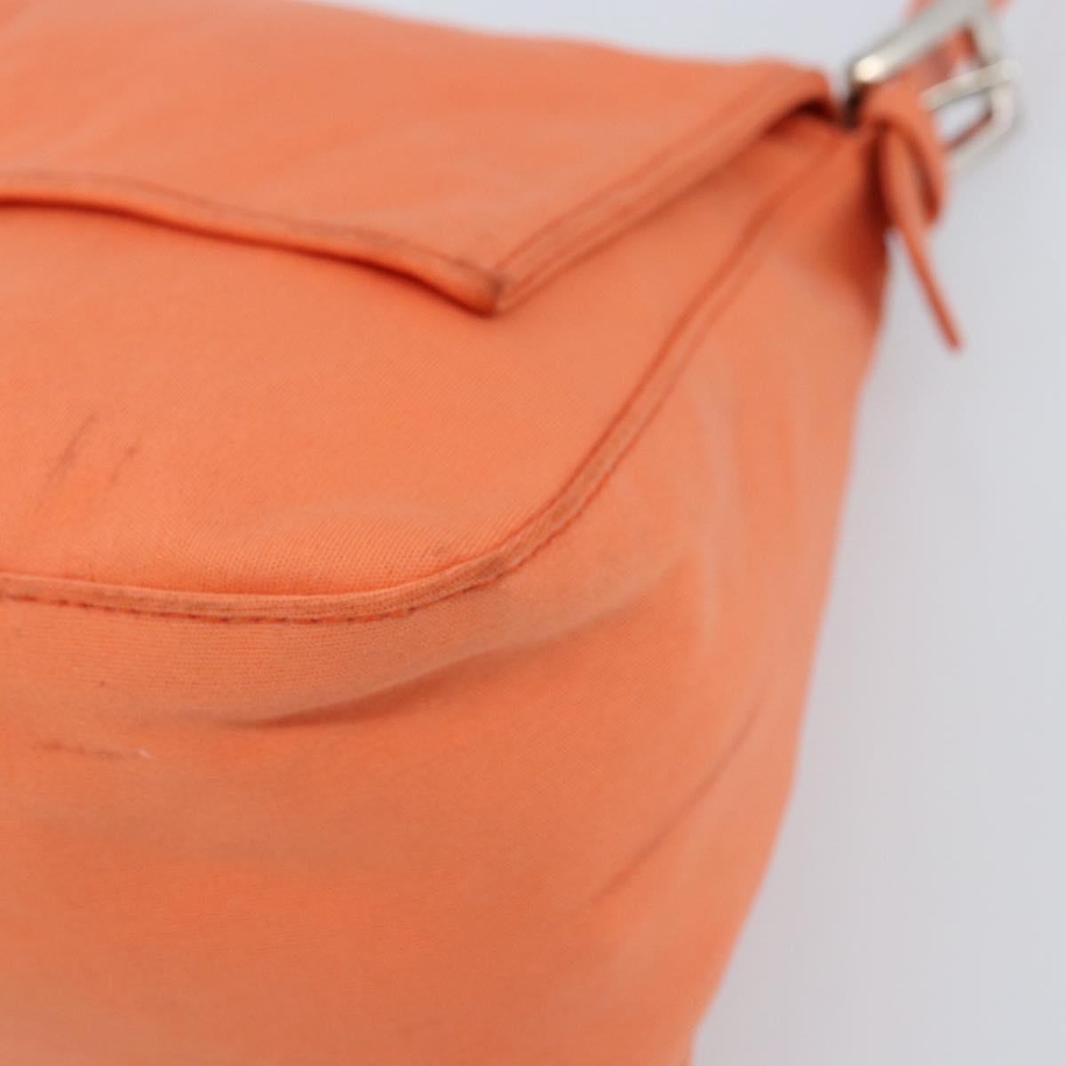 FENDI Mamma Baguette Shoulder Bag Nylon Orange Silver Auth ep13399