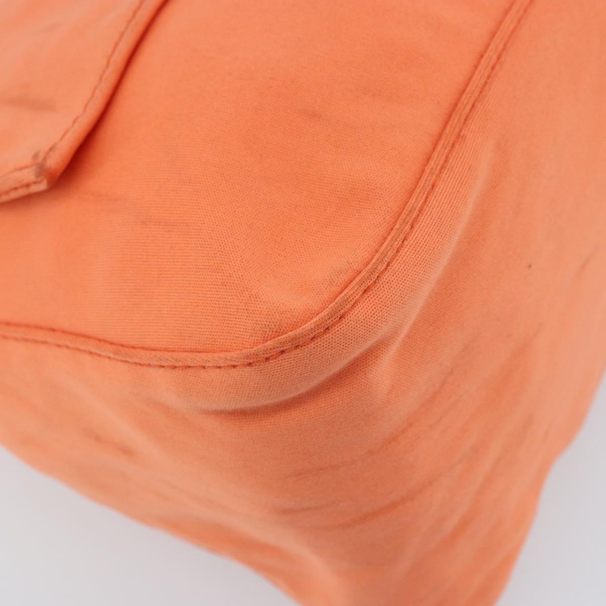 FENDI Mamma Baguette Shoulder Bag Nylon Orange Silver Auth ep13399