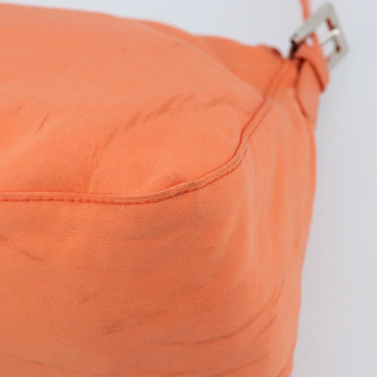 FENDI Mamma Baguette Shoulder Bag Nylon Orange Silver Auth ep13399