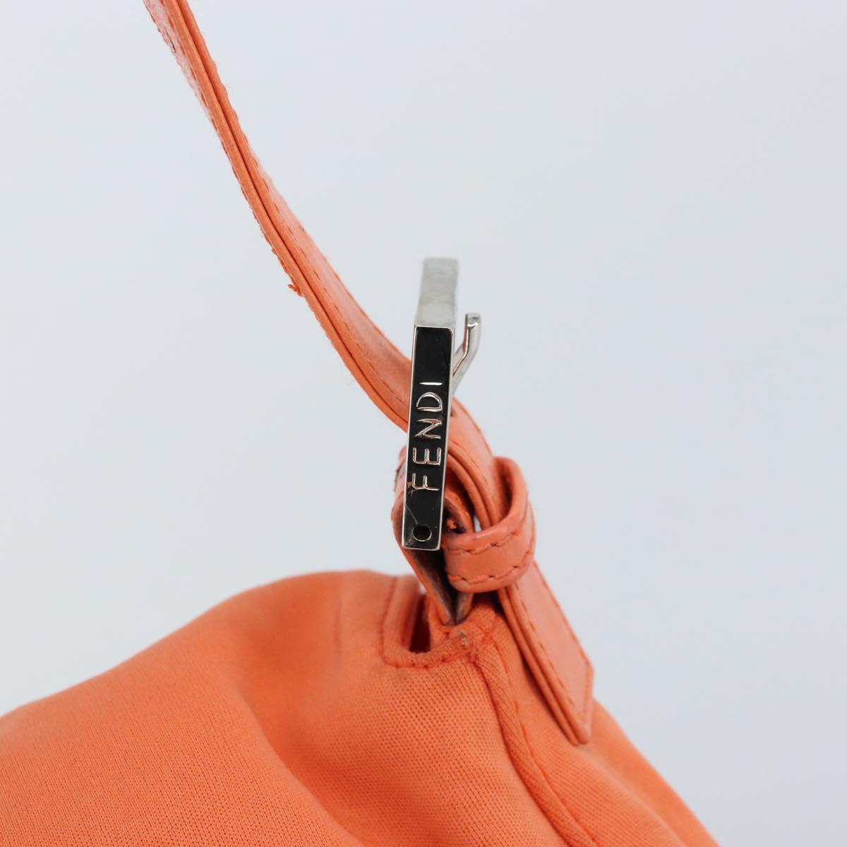 FENDI Mamma Baguette Shoulder Bag Nylon Orange Silver Auth ep13399