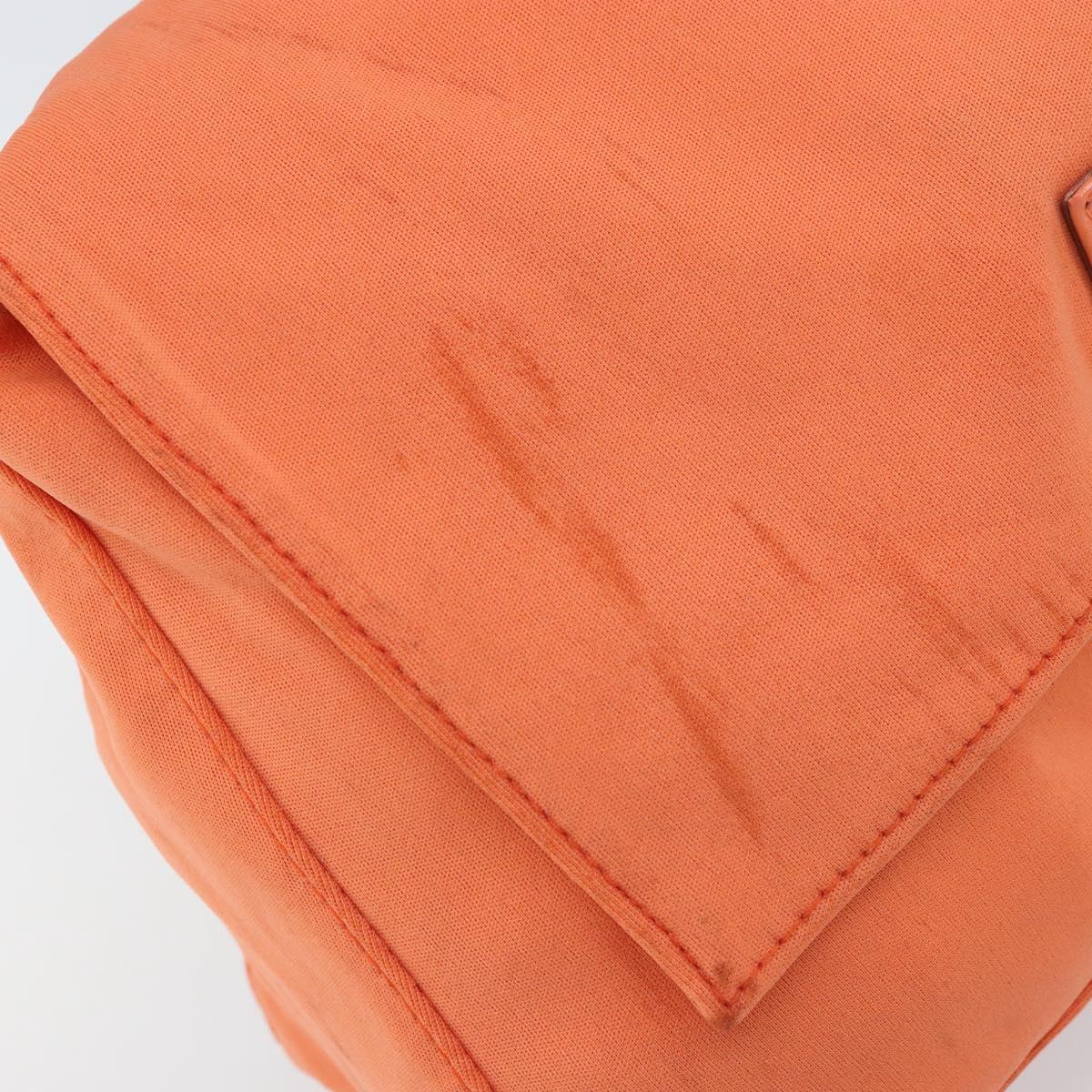 FENDI Mamma Baguette Shoulder Bag Nylon Orange Silver Auth ep13399