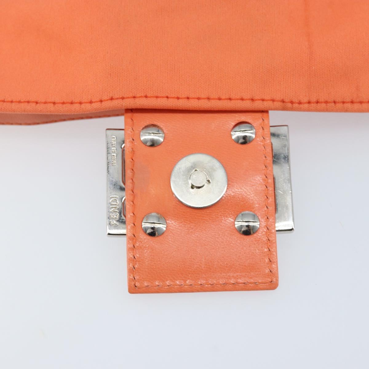 FENDI Mamma Baguette Shoulder Bag Nylon Orange Silver Auth ep13399