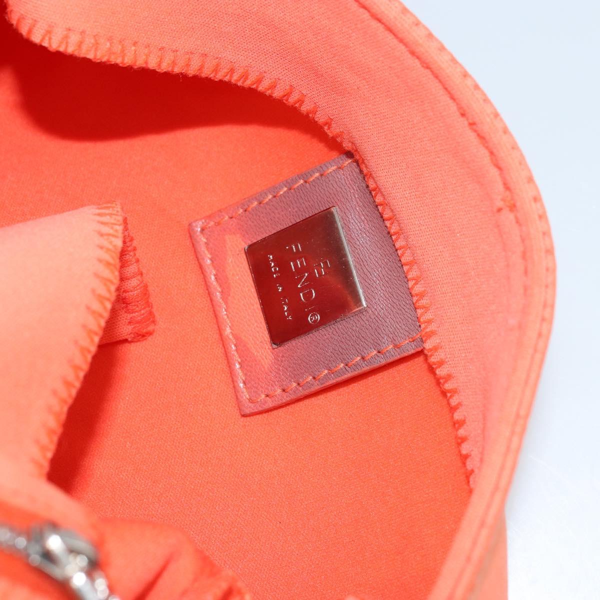 FENDI Mamma Baguette Shoulder Bag Nylon Orange Silver Auth ep13399