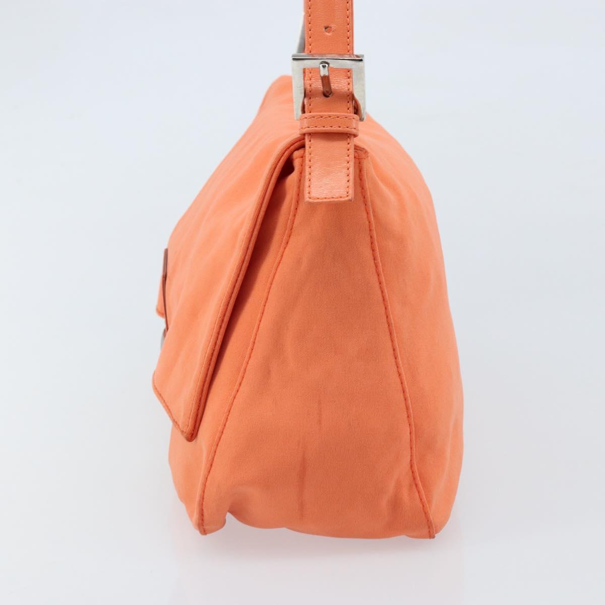 FENDI Mamma Baguette Shoulder Bag Nylon Orange Silver Auth ep13399
