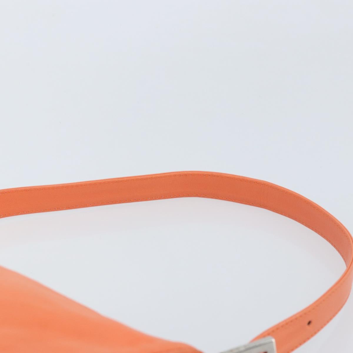 FENDI Mamma Baguette Shoulder Bag Nylon Orange Silver Auth ep13399