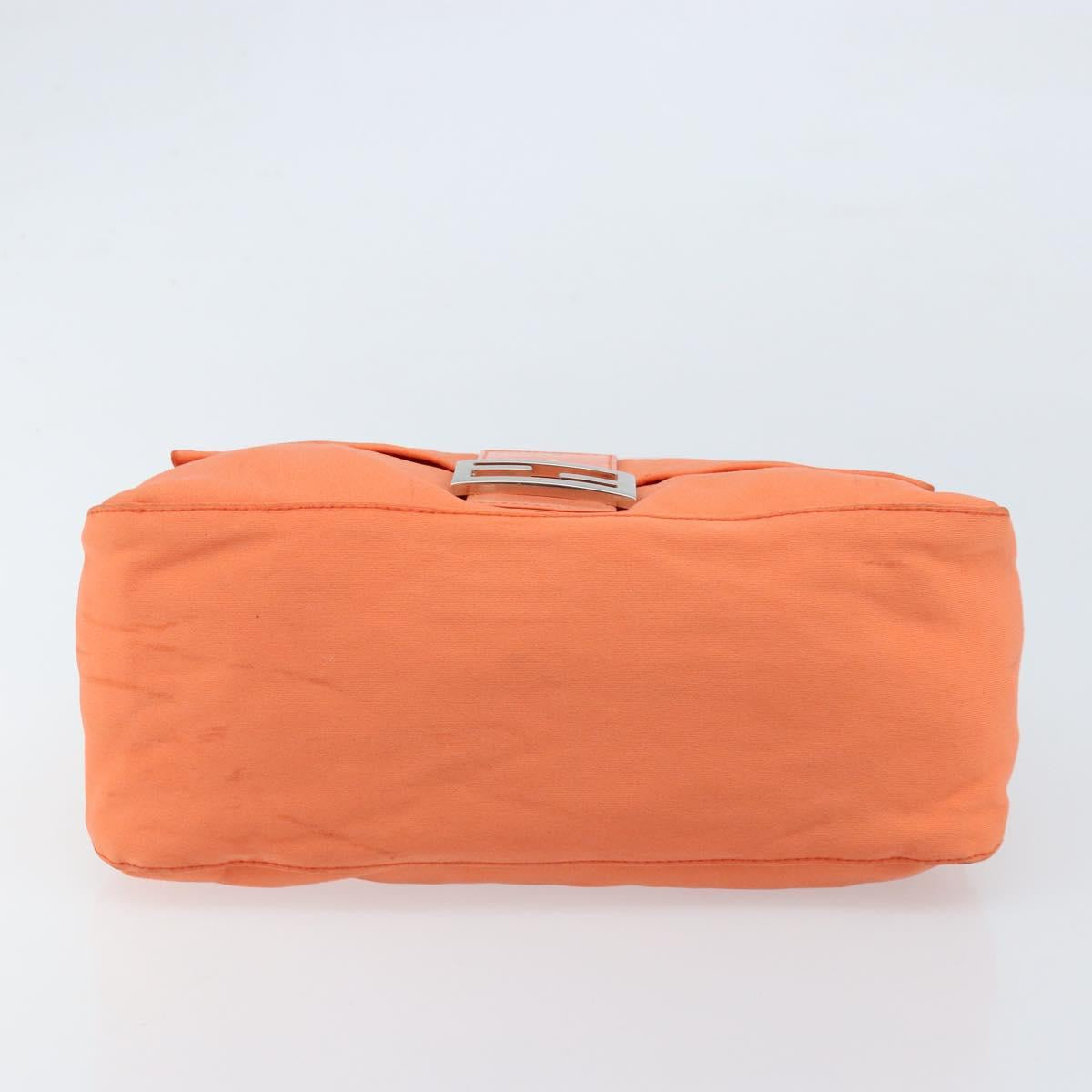 FENDI Mamma Baguette Shoulder Bag Nylon Orange Silver Auth ep13399
