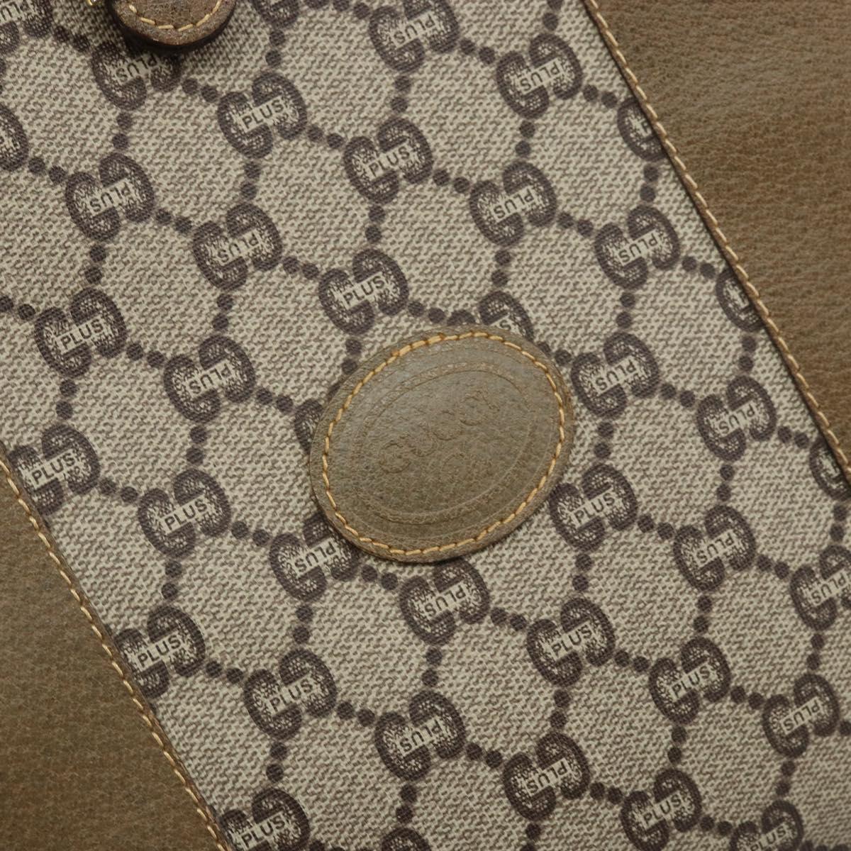 GUCCI GG Plus Supreme Web Sherry Line Tote Bag PVC Beige Gold Auth ep13405