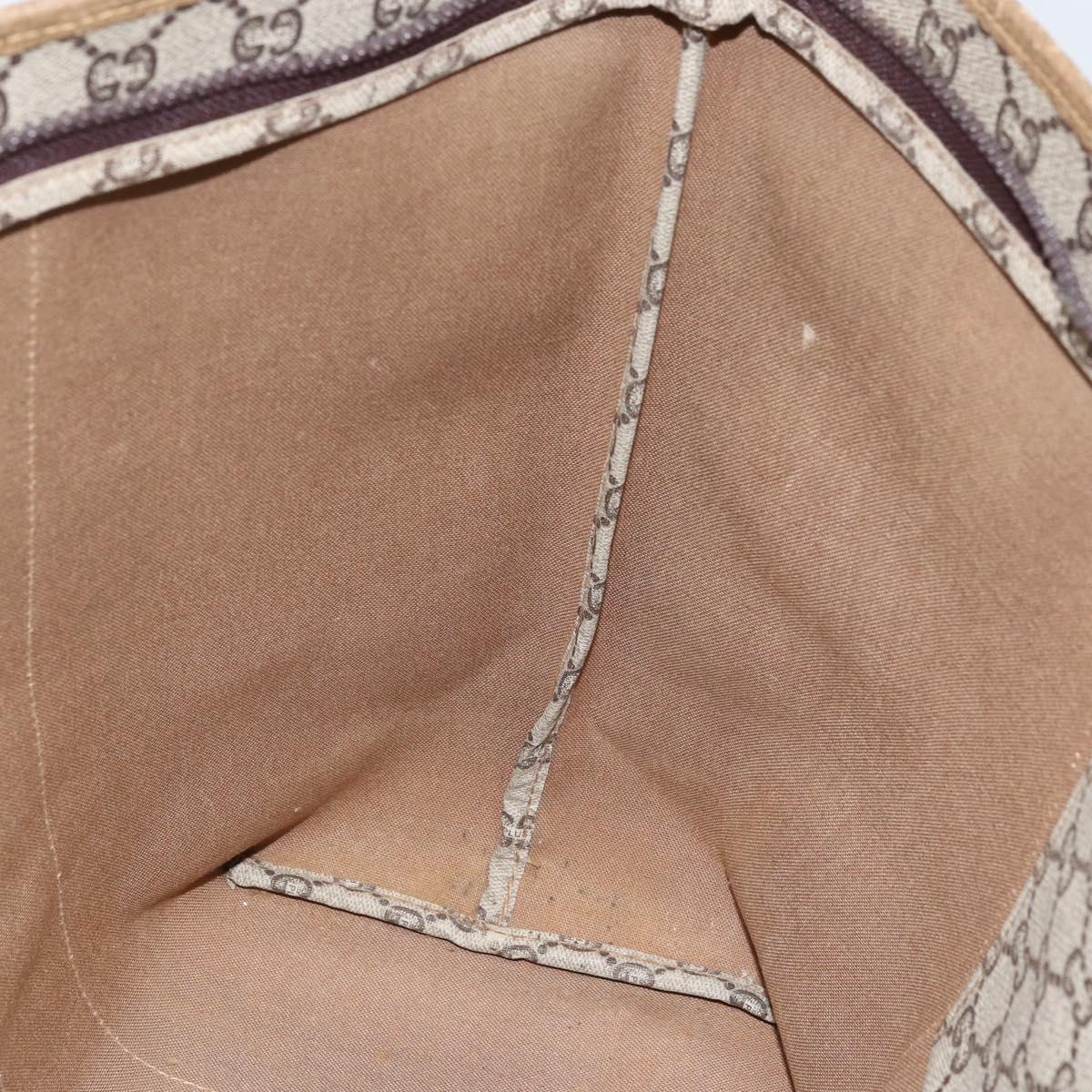 GUCCI GG Plus Supreme Web Sherry Line Tote Bag PVC Beige Gold Auth ep13405