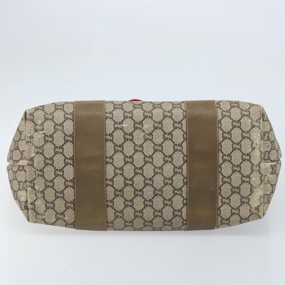 GUCCI GG Plus Supreme Web Sherry Line Tote Bag PVC Beige Gold Auth ep13405