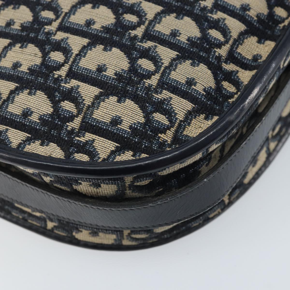 Christian Dior Trotter Canvas Shoulder Bag Navy Silver Auth ep13406