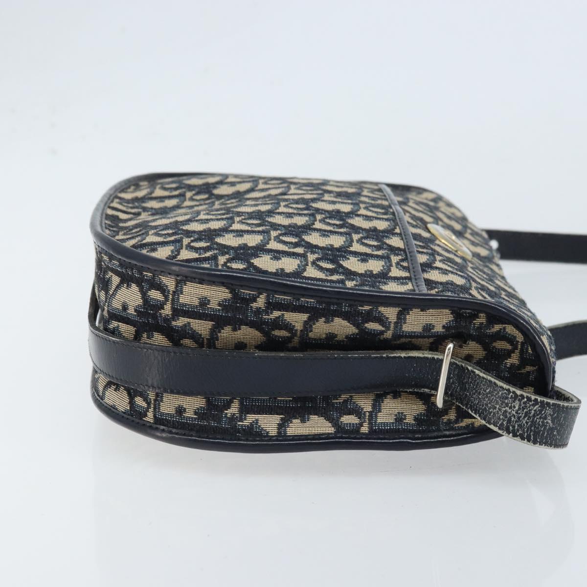 Christian Dior Trotter Canvas Shoulder Bag Navy Silver Auth ep13406