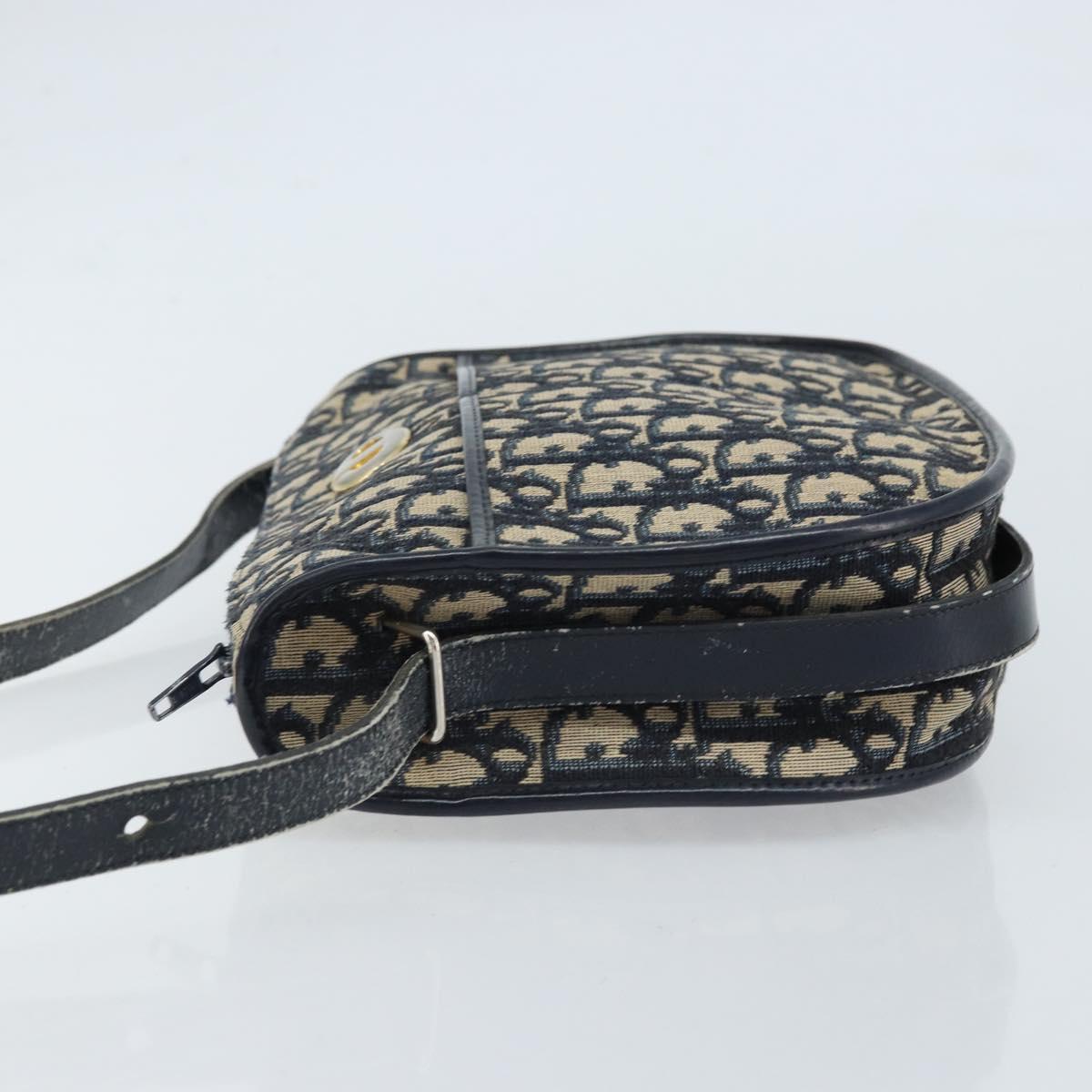 Christian Dior Trotter Canvas Shoulder Bag Navy Silver Auth ep13406