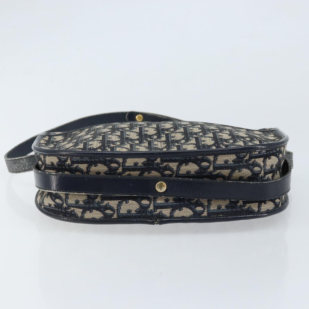 Christian Dior Trotter Canvas Shoulder Bag Navy Silver Auth ep13406