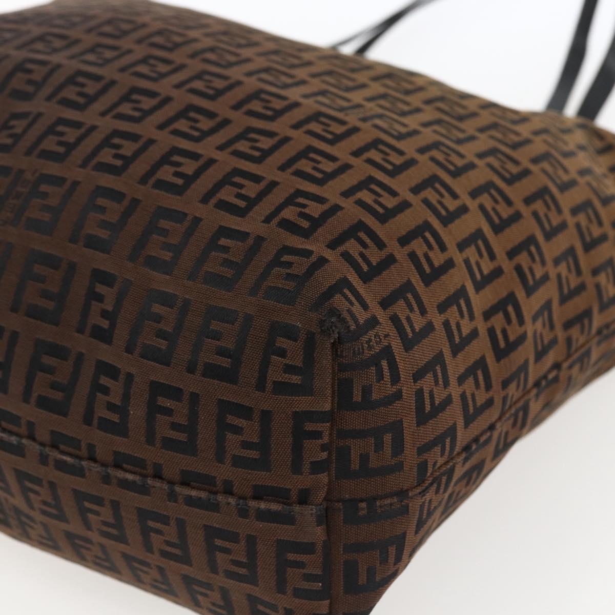 FENDI Zucchino Canvas Tote Bag Brown Black Auth ep13413