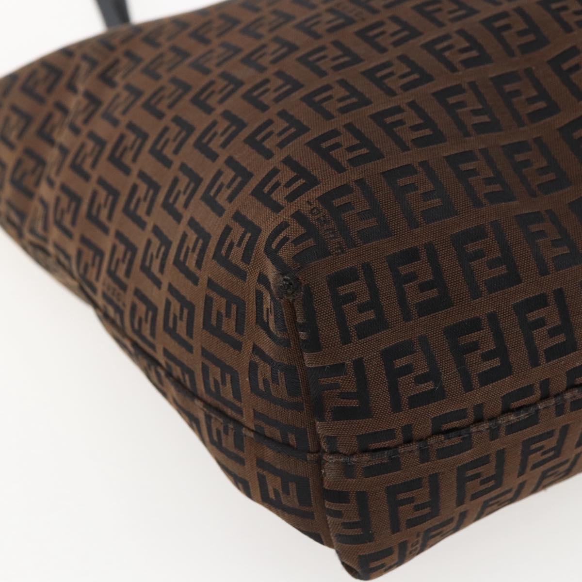 FENDI Zucchino Canvas Tote Bag Brown Black Auth ep13413