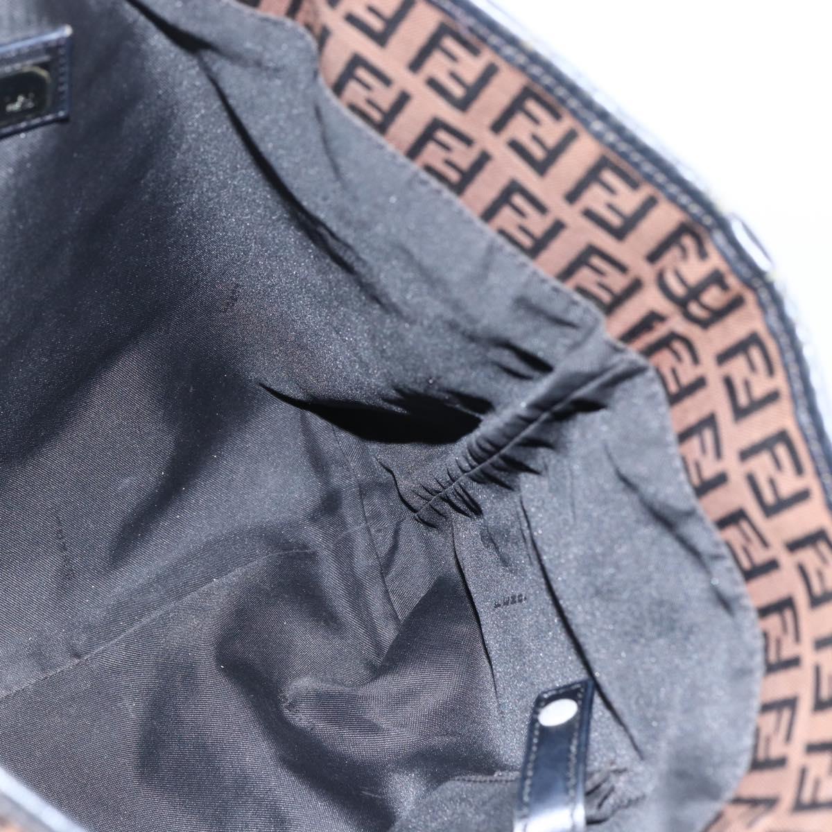 FENDI Zucchino Canvas Tote Bag Brown Black Auth ep13413