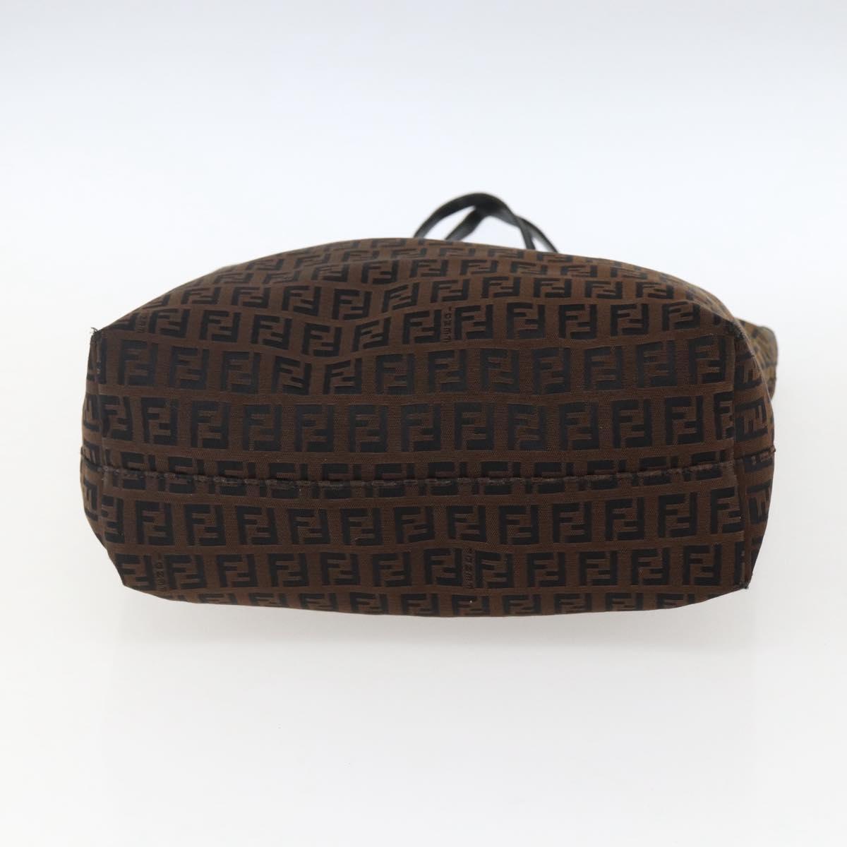 FENDI Zucchino Canvas Tote Bag Brown Black Auth ep13413