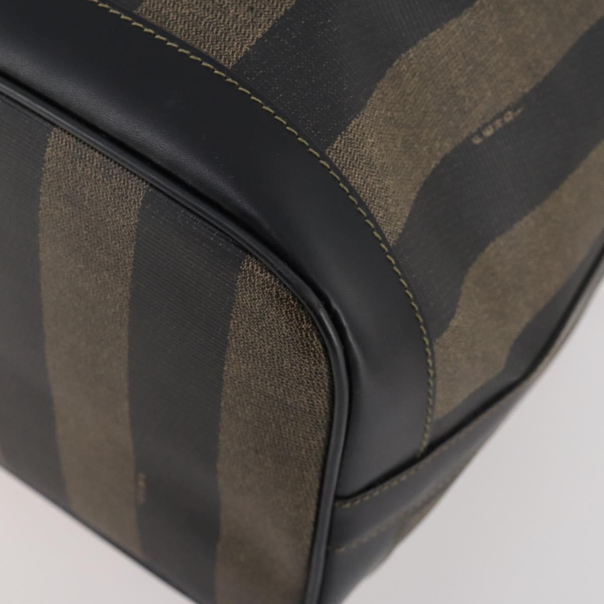 FENDI Pecan Canvas Shoulder Bag PVC Black Brown Auth ep13414