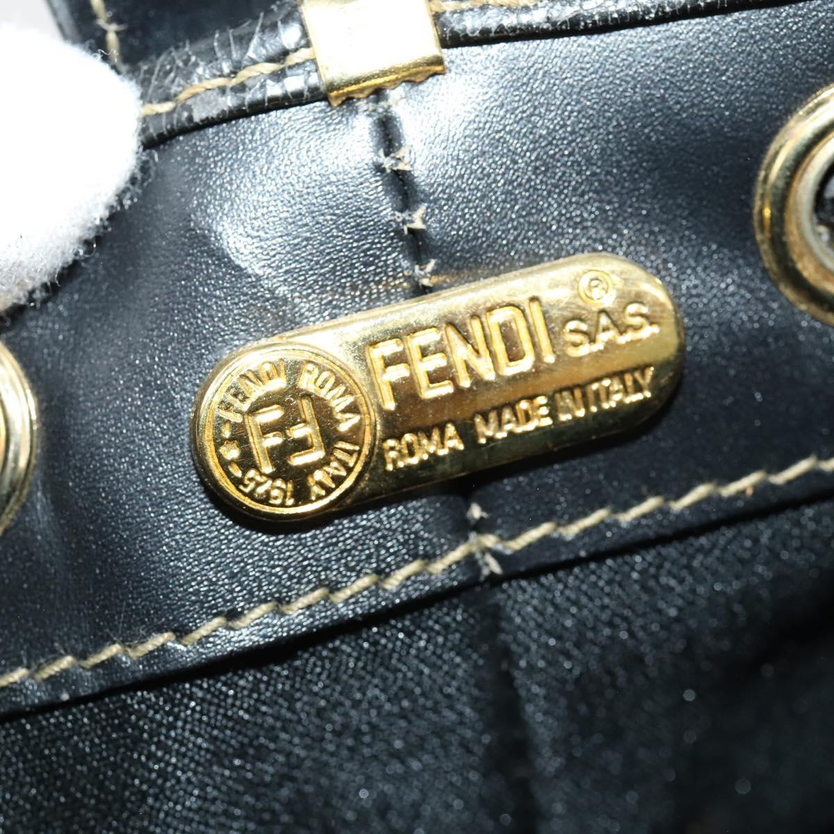 FENDI Pecan Canvas Shoulder Bag PVC Black Brown Auth ep13414