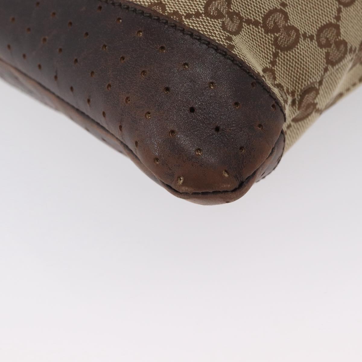 GUCCI GG Canvas Shoulder Bag Beige Silver 145857 Auth ep13417