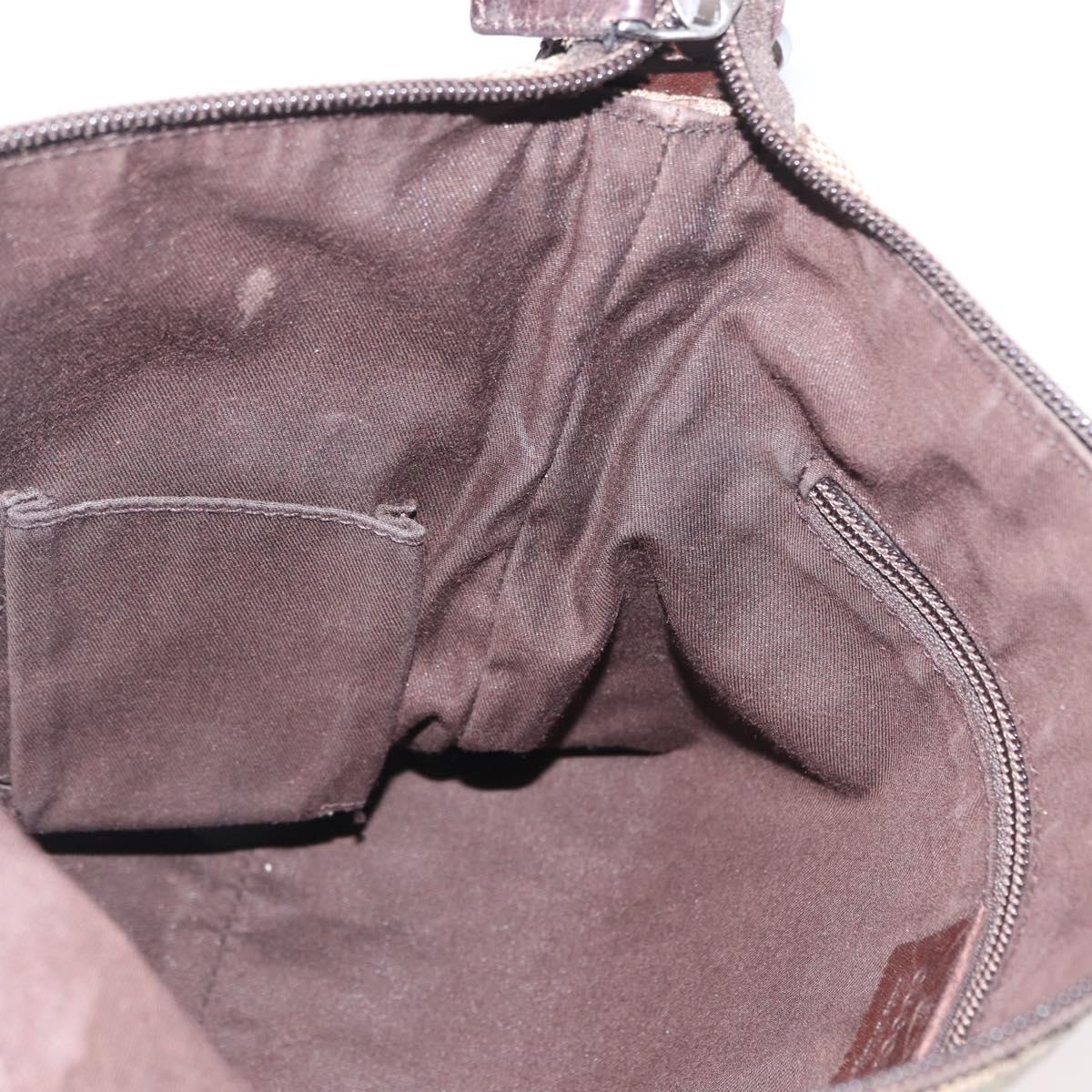 GUCCI GG Canvas Shoulder Bag Beige Silver 145857 Auth ep13417