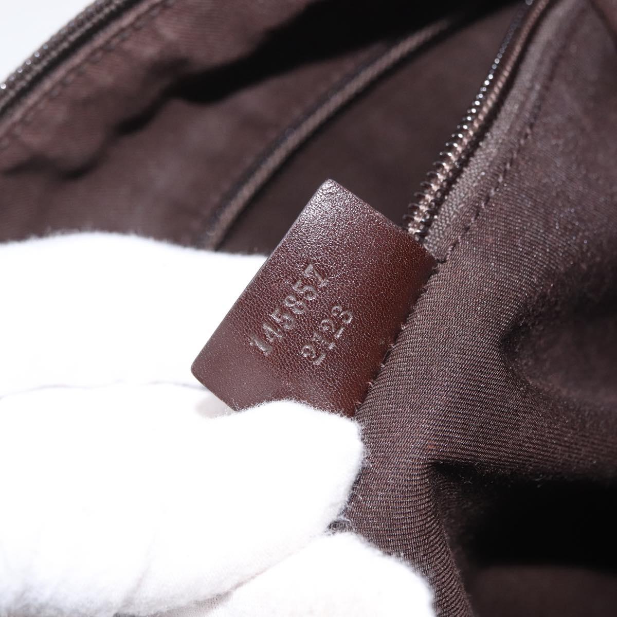 GUCCI GG Canvas Shoulder Bag Beige Silver 145857 Auth ep13417