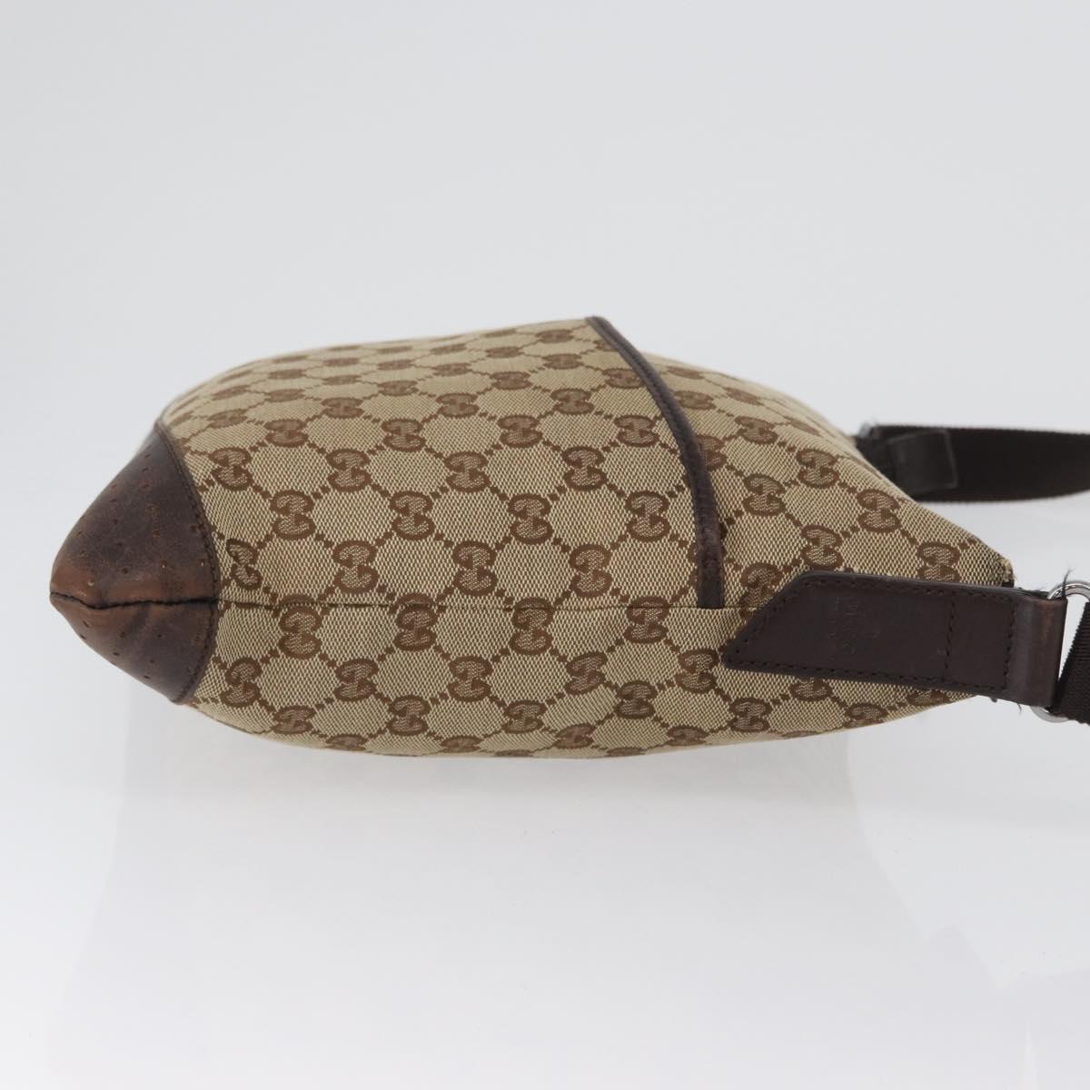 GUCCI GG Canvas Shoulder Bag Beige Silver 145857 Auth ep13417