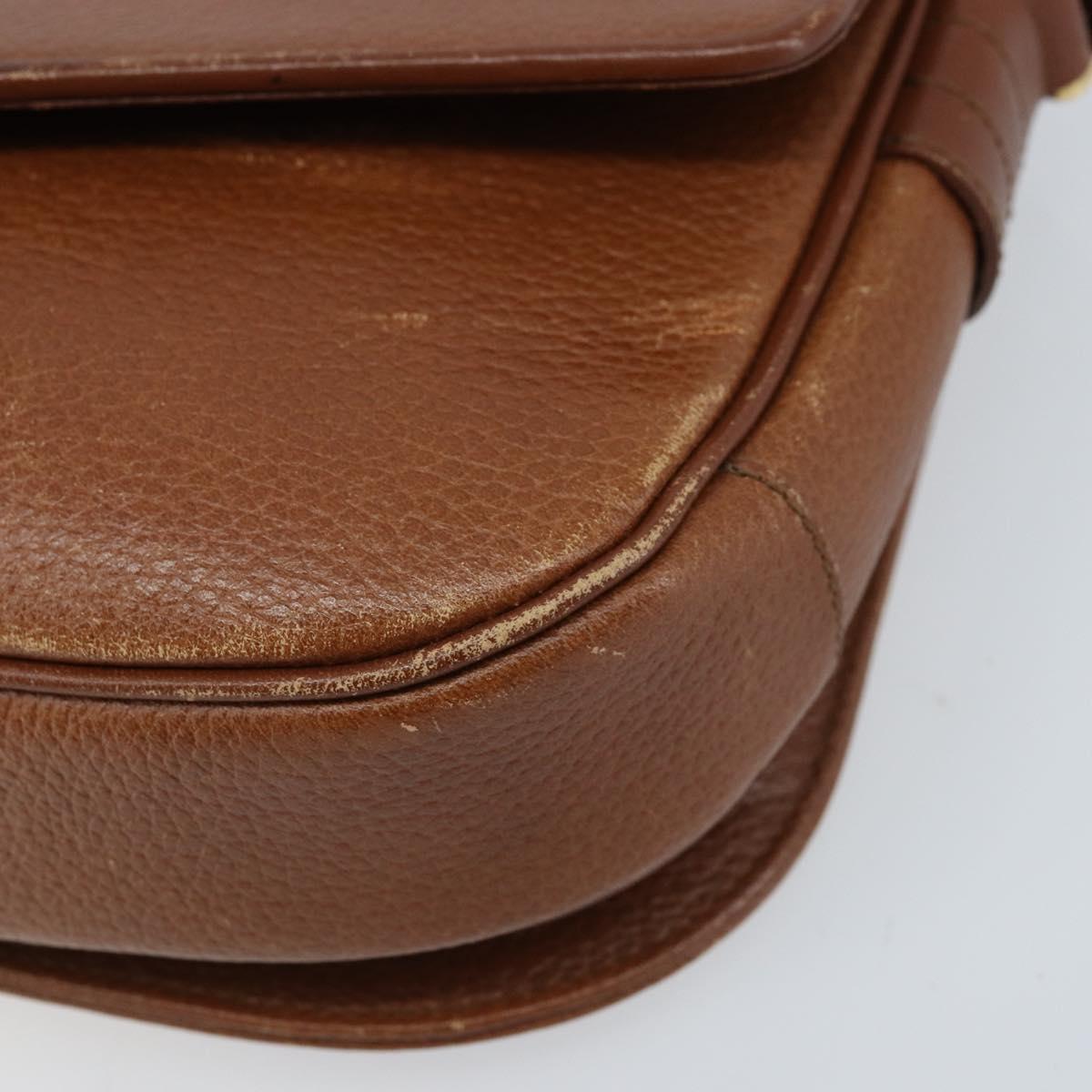 Burberrys Shoulder Bag Leather Brown Gold Auth ep13419