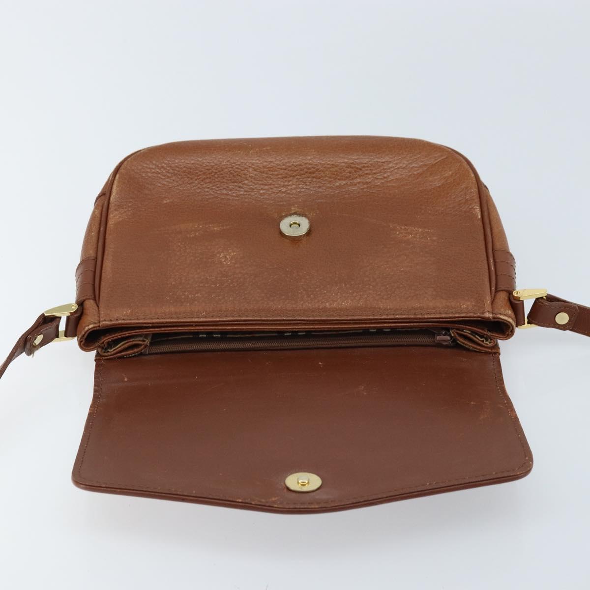 Burberrys Shoulder Bag Leather Brown Gold Auth ep13419