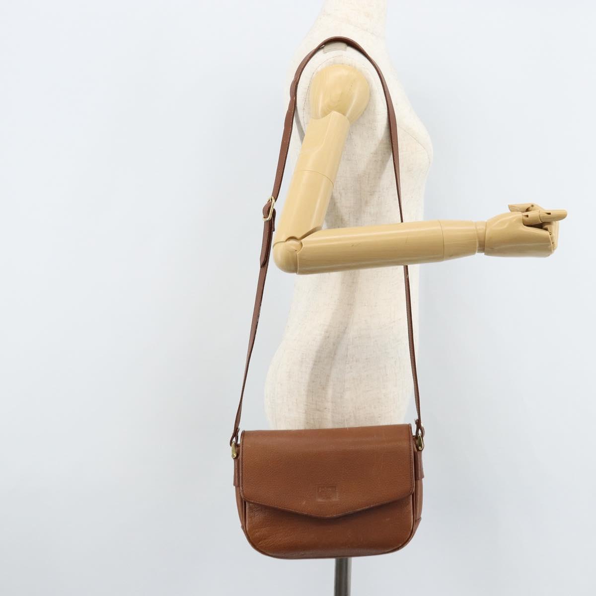 Burberrys Shoulder Bag Leather Brown Gold Auth ep13419