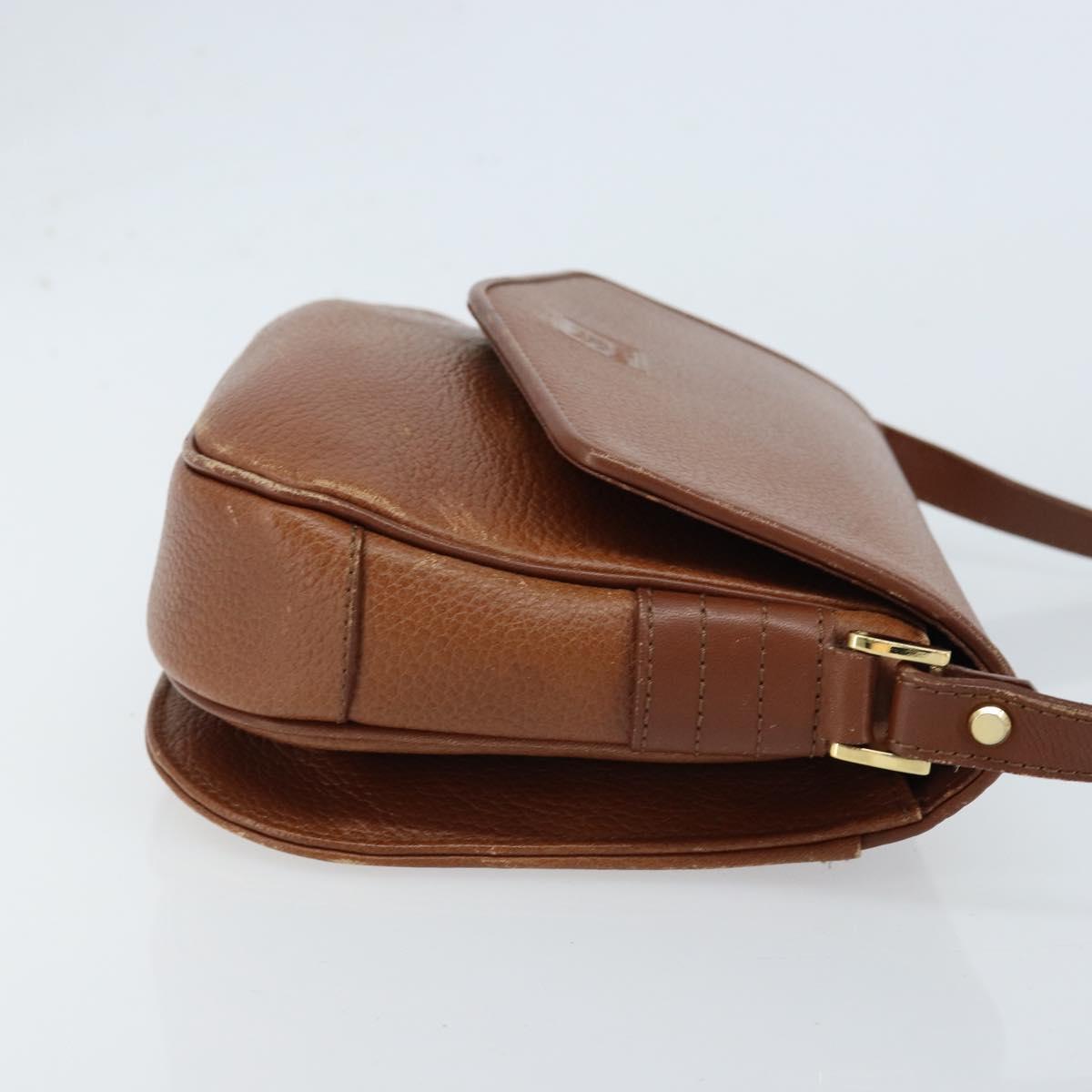 Burberrys Shoulder Bag Leather Brown Gold Auth ep13419