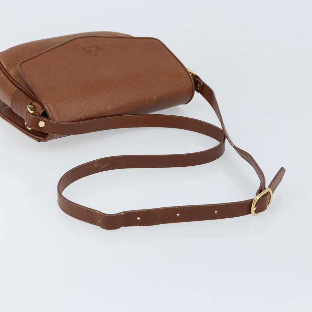 Burberrys Shoulder Bag Leather Brown Gold Auth ep13419