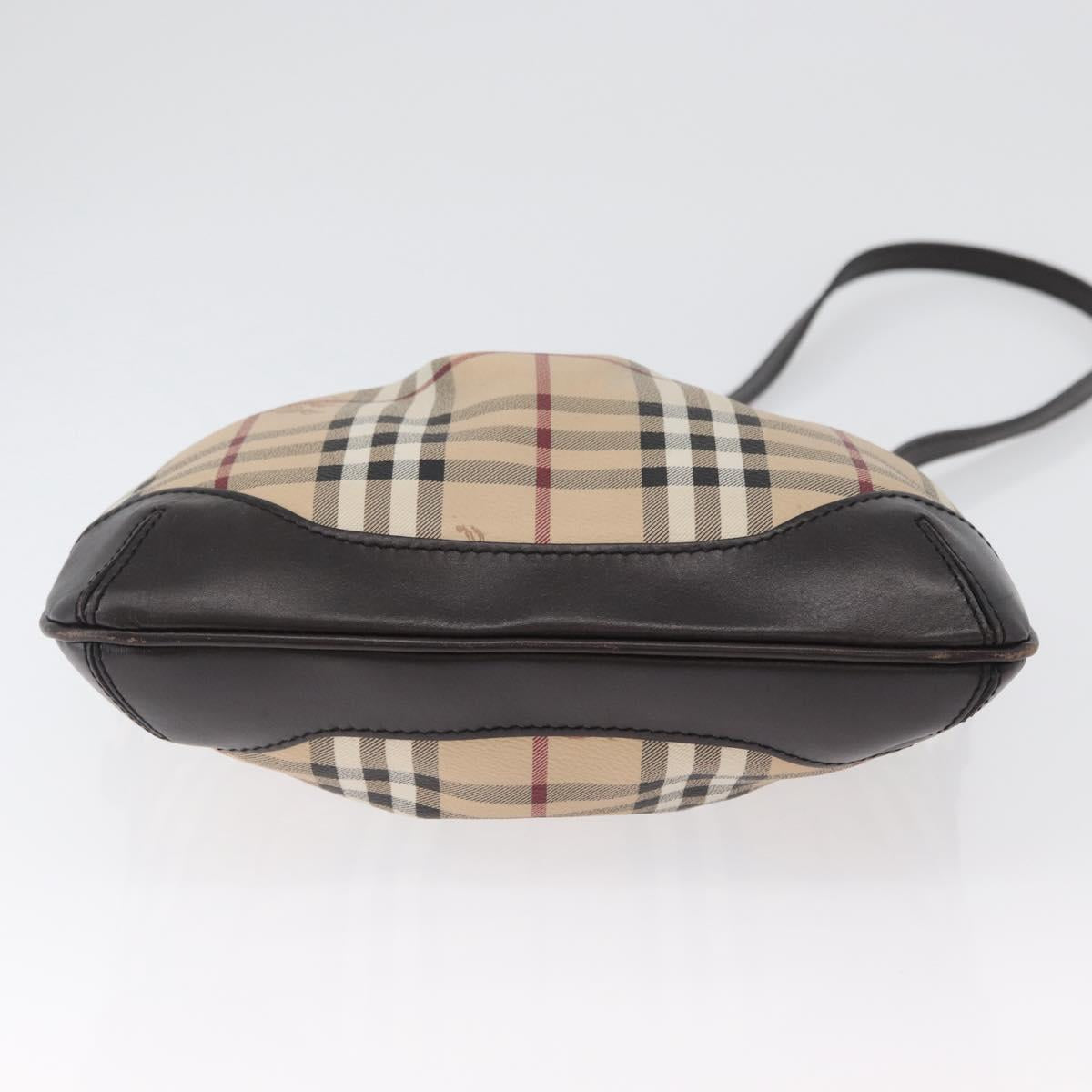 BURBERRY Nova Check Shoulder Bag PVC Beige Gold Auth ep13421V