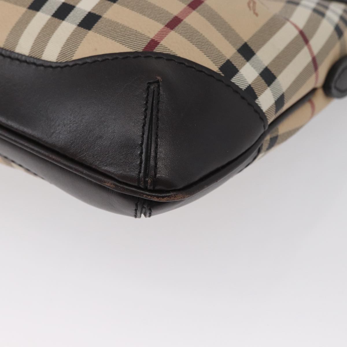 BURBERRY Nova Check Shoulder Bag PVC Beige Gold Auth ep13421V