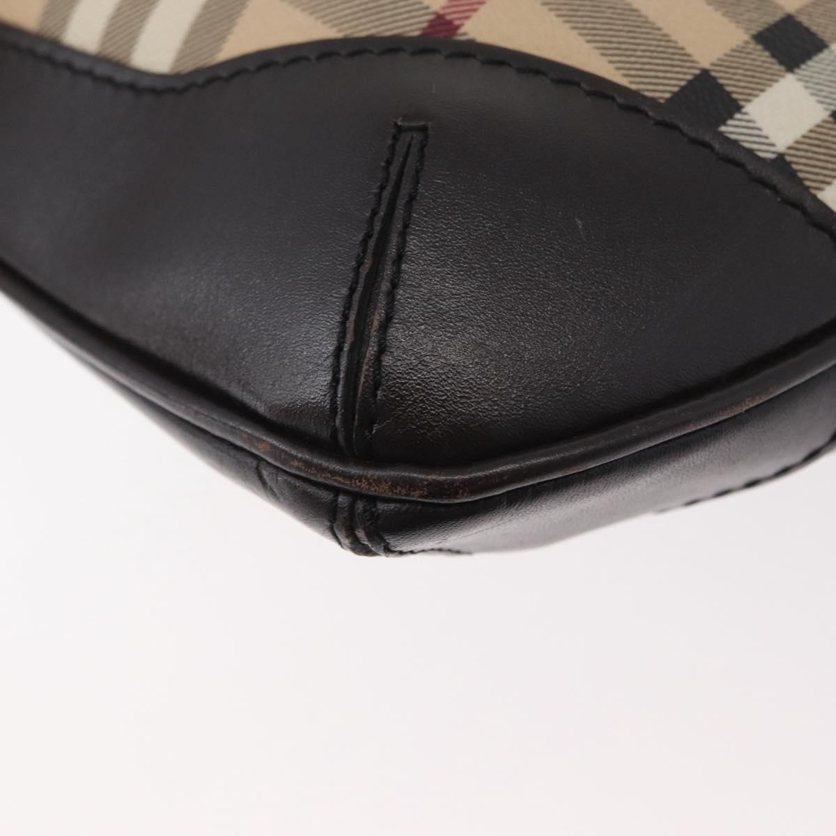 BURBERRY Nova Check Shoulder Bag PVC Beige Gold Auth ep13421V