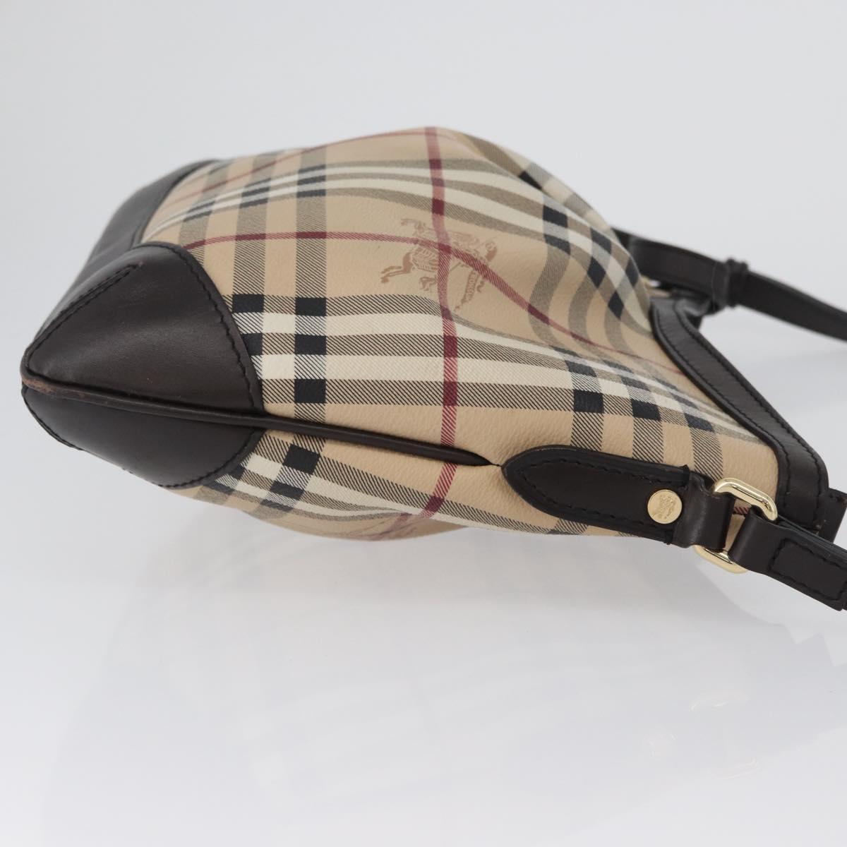 BURBERRY Nova Check Shoulder Bag PVC Beige Gold Auth ep13421V