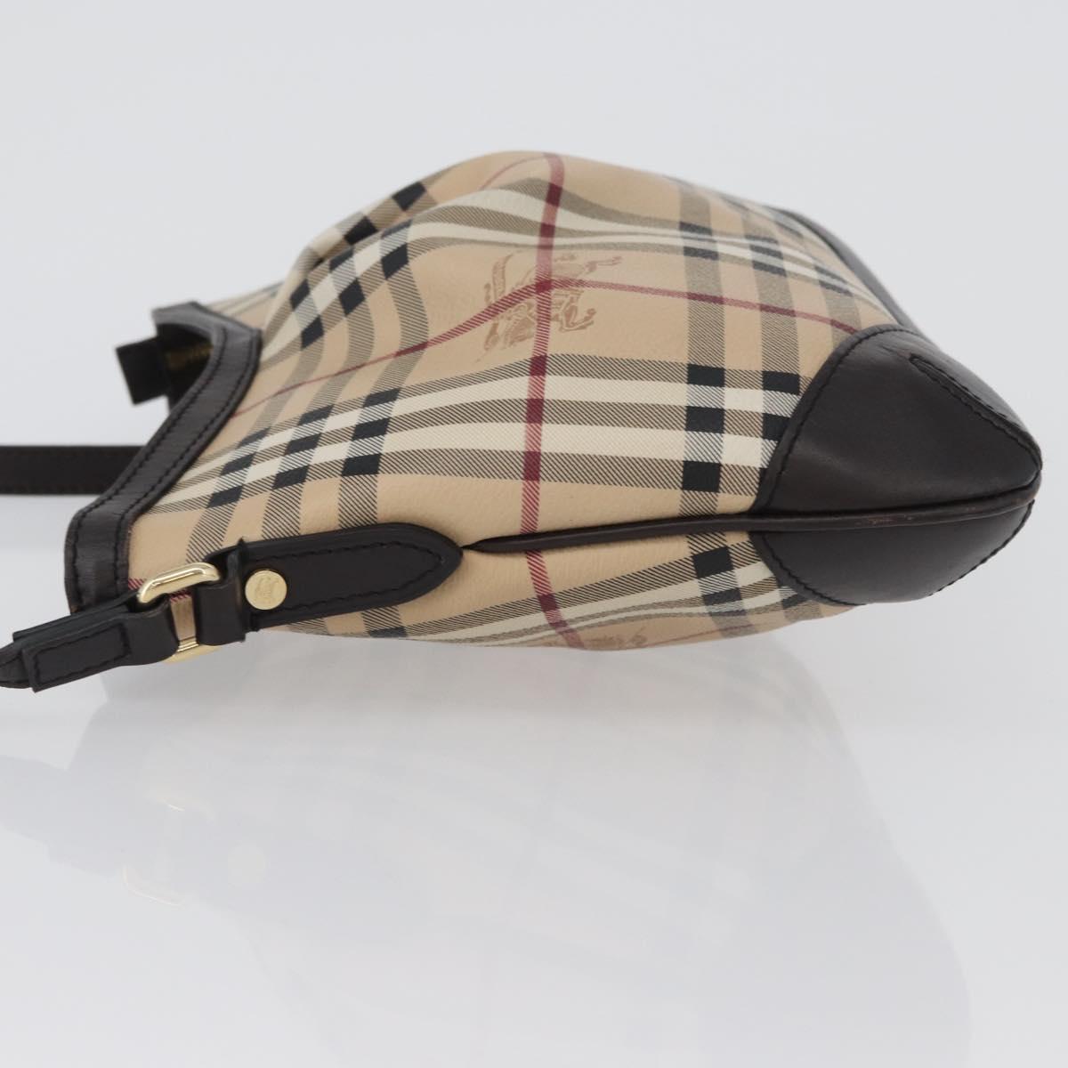 BURBERRY Nova Check Shoulder Bag PVC Beige Gold Auth ep13421V