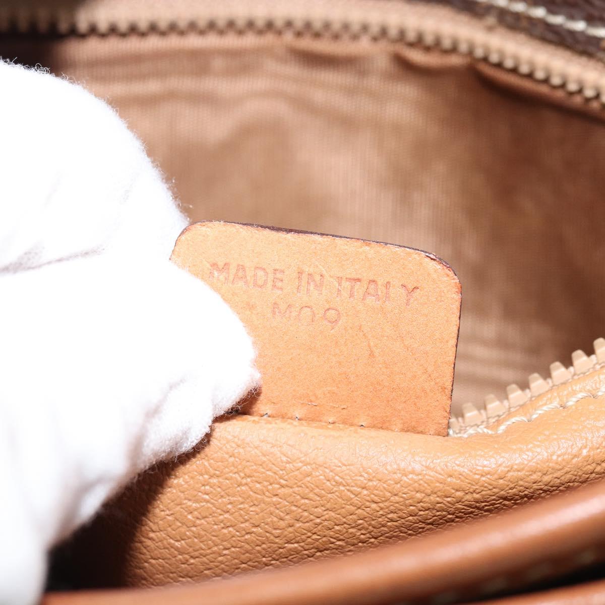 CELINE Macadam Canvas Shoulder Bag PVC Leather Brown Gold Auth ep13426