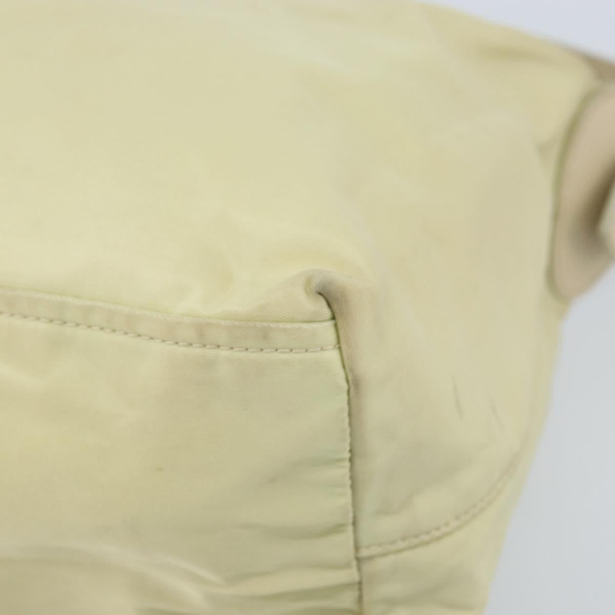 PRADA Shoulder Bag Nylon Ivory Silver Auth ep13428