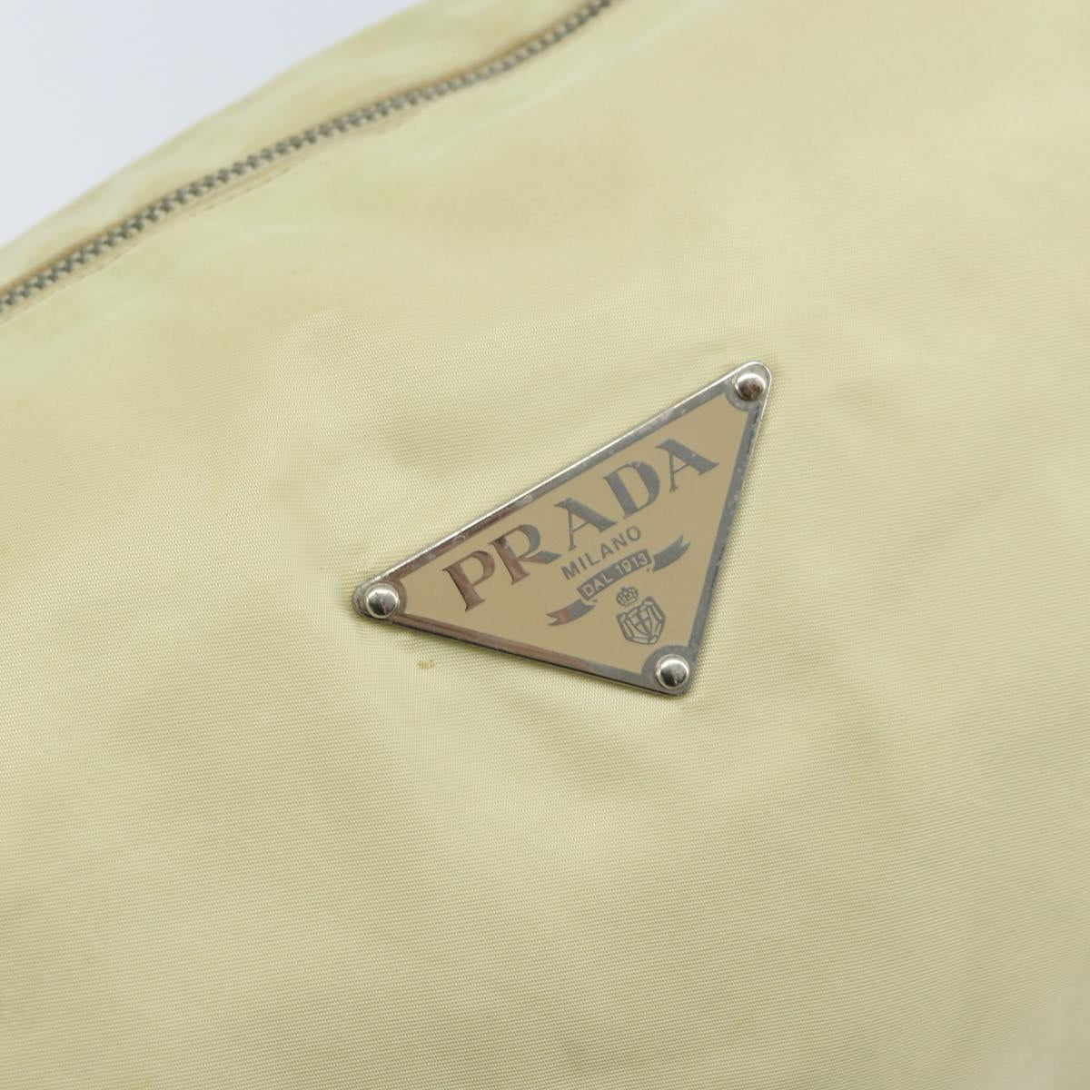 PRADA Shoulder Bag Nylon Ivory Silver Auth ep13428
