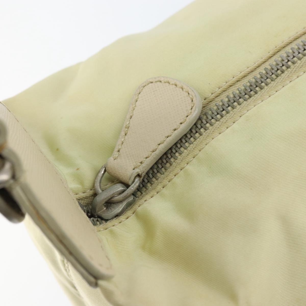 PRADA Shoulder Bag Nylon Ivory Silver Auth ep13428