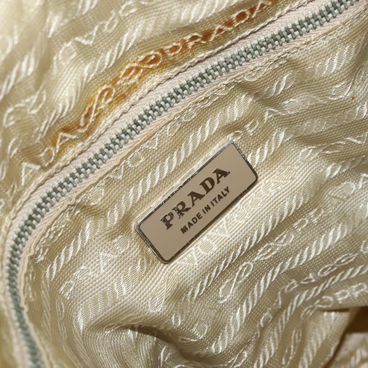 PRADA Shoulder Bag Nylon Ivory Silver Auth ep13428