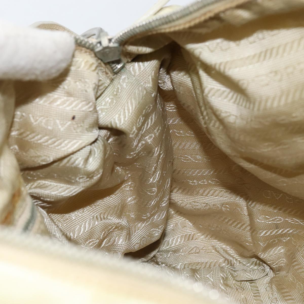 PRADA Shoulder Bag Nylon Ivory Silver Auth ep13428