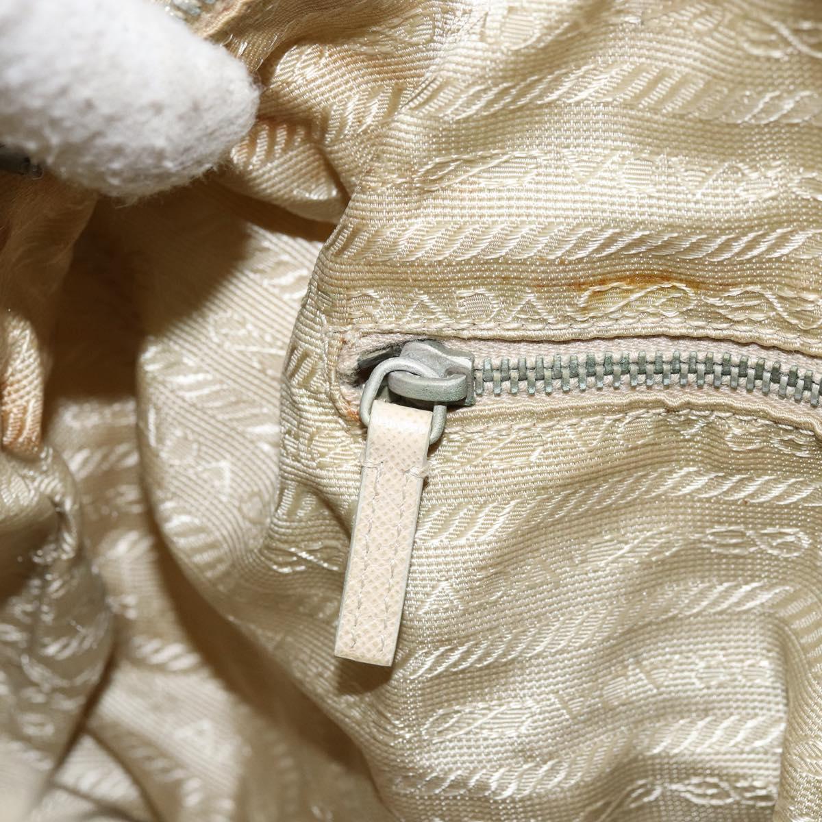 PRADA Shoulder Bag Nylon Ivory Silver Auth ep13428